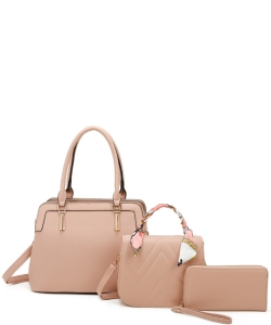 3in1 Fashion Top Handle Satchel Set LF454T3 PINK